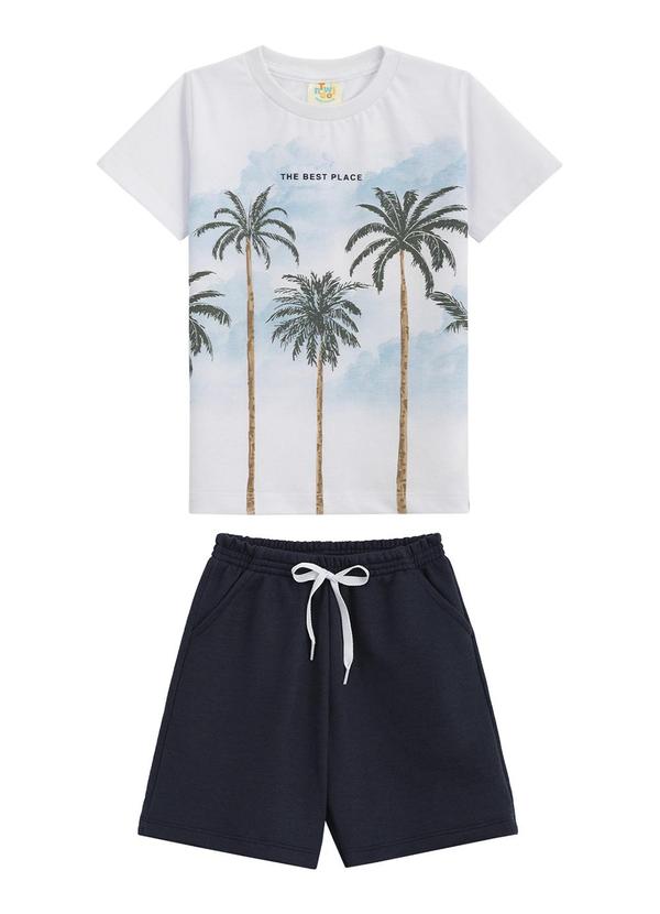 Conjunto Camiseta e Short em Moletinho Branco