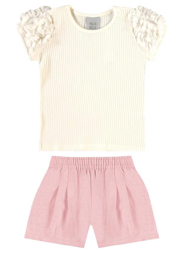 Conjunto Canelado Medio e Tule Bege