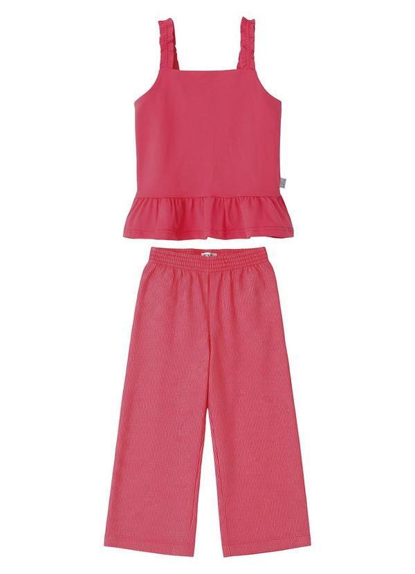 Conjunto Canelado Wide Leg Rosa