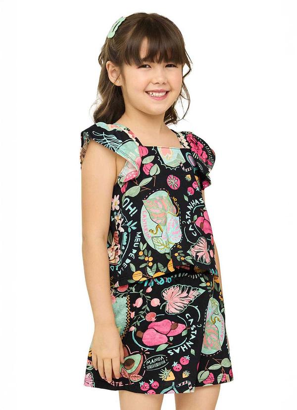 Conjunto Cantarim Infantil Menina Tropical Preto