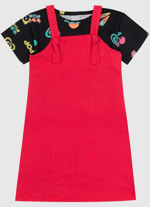 Vista 2 Conjunto Cerejas Malha Trabalhada Menina Preto Malwee Kids Malwee Kids