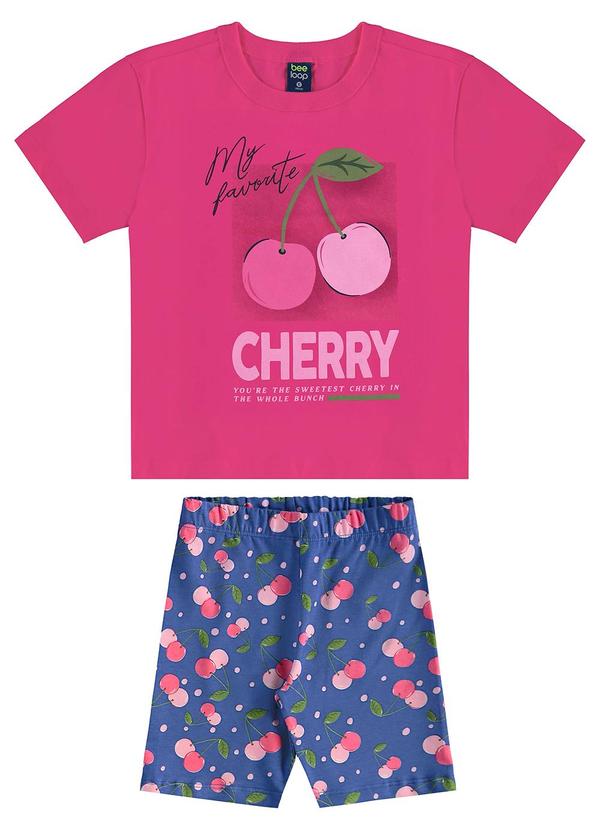 Conjunto Cerejinhas Blusa e Bermuda Rosa