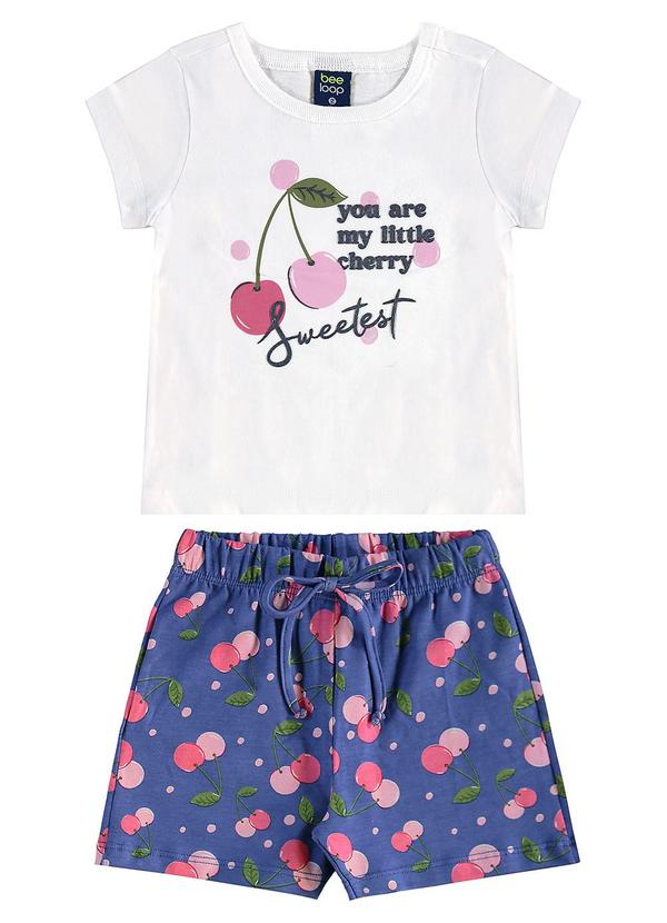 Conjunto Cerejinhas Blusa e Short Branco