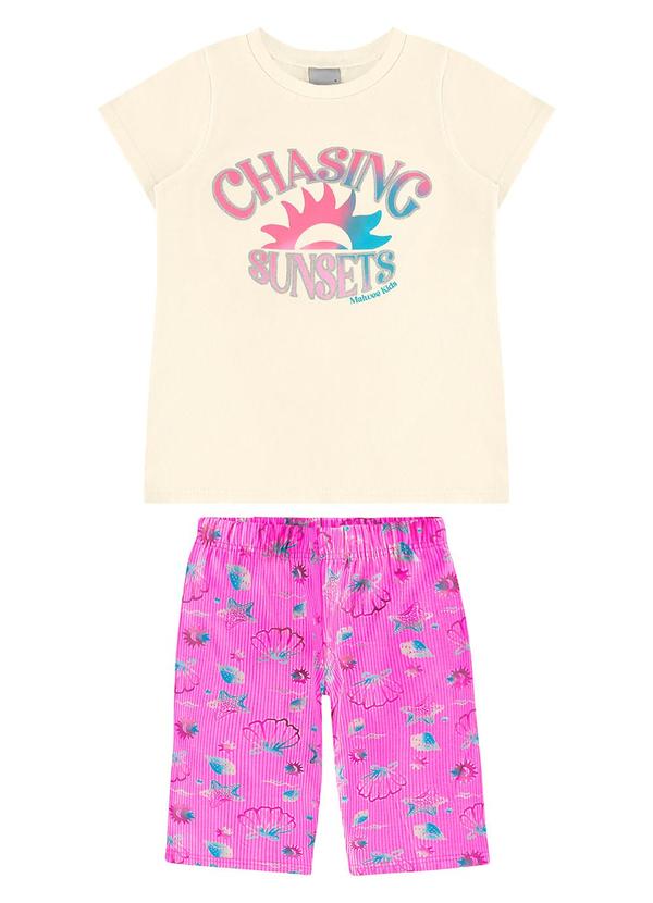 Vista 2 Conjunto Chasing Sunstes com Glitter Off White Malwee Kids Malwee Kids