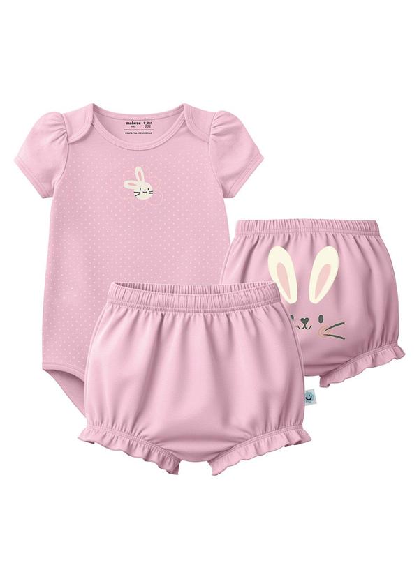 Conjunto Coelhinho com Bordado Rosa Claro