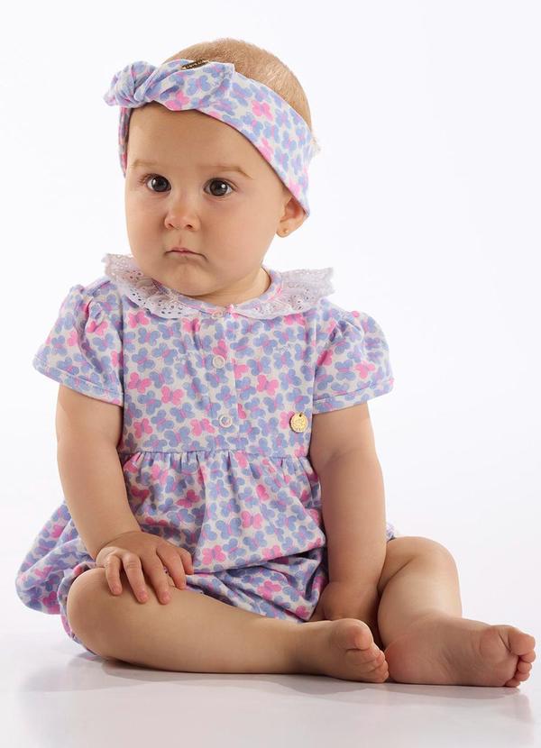 Conjunto com Bata e Short Bebê Roxo