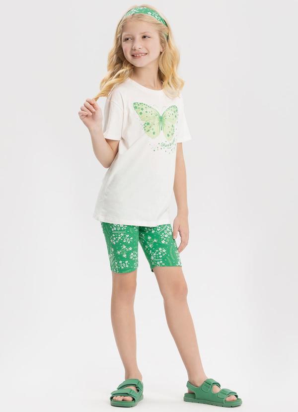 Vista 2 Conjunto com Bermuda Estampada e Blusa Verde Alakazoo Alakazoo