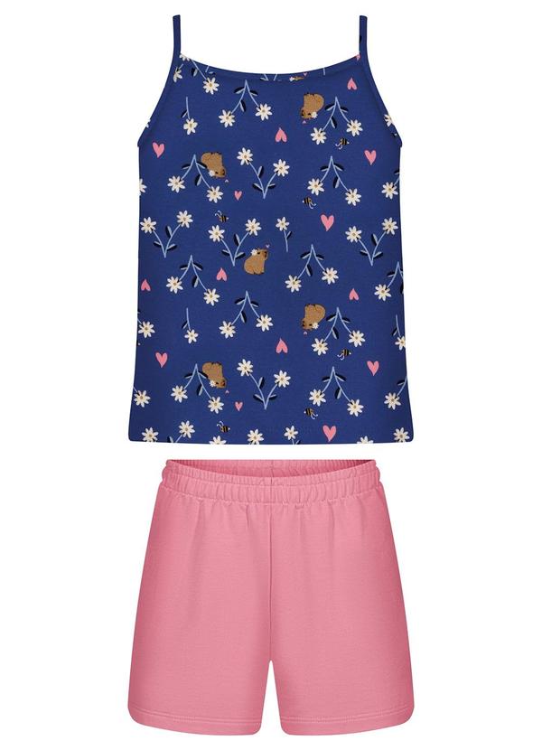 Vista 2 Conjunto com Blusa de Alças e Shorts Azul Alakazoo Alakazoo