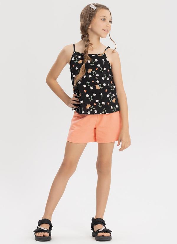 Vista 2 Conjunto com Blusa de Alças e Shorts Preto Alakazoo Alakazoo