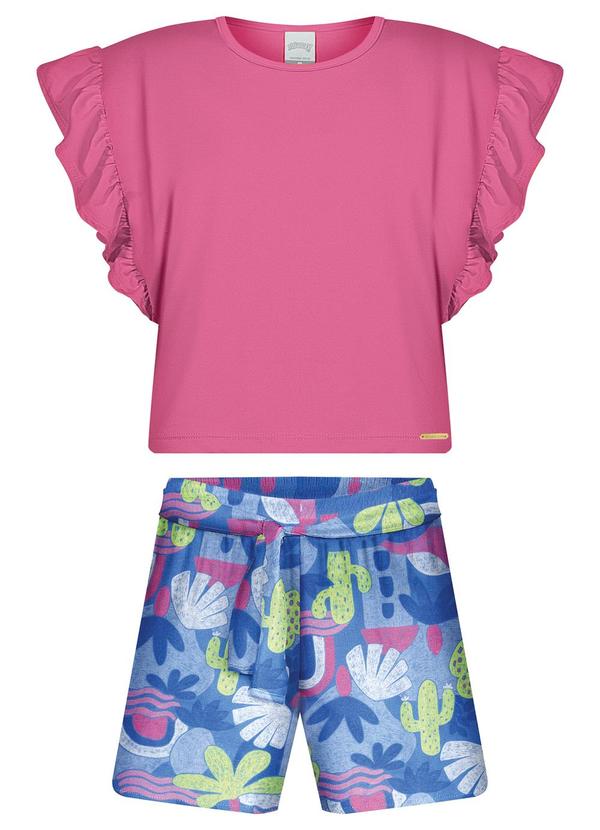 Conjunto com Blusa de e Shorts Azul