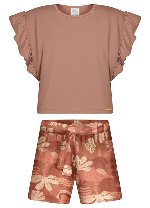 Conjunto com Blusa de e Shorts Laranja