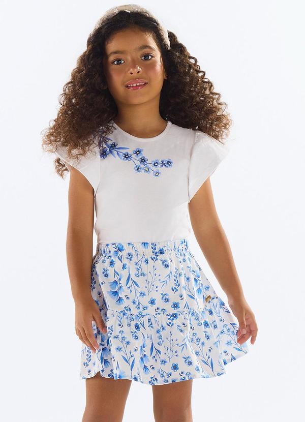 Vista 2 Conjunto com Blusa e Saia Floral Azul Quimby Quimby