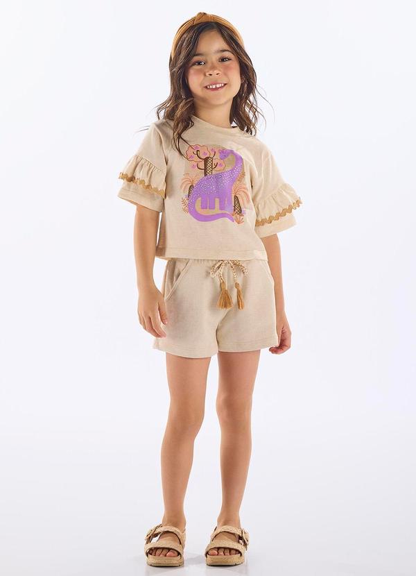 Conjunto com Blusa e Short Infantil Bege