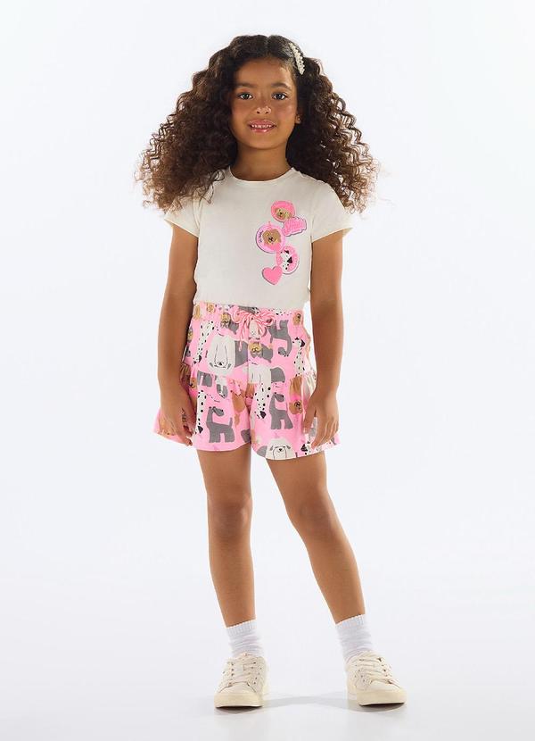 Conjunto com Blusa e Short Menina Bege