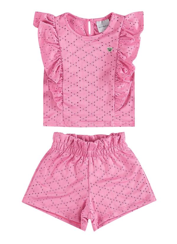 Conjunto com Blusa e Short para Bebês Rosa