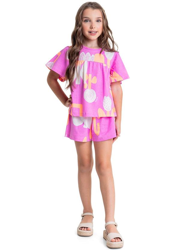 Conjunto com Blusa e Short para Menina Roxo