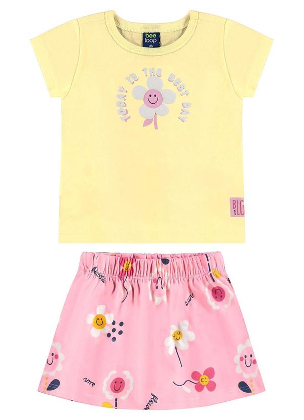 Vista 2 Conjunto com Blusa e Short-Saia Amarelo Bee Loop Bee Loop