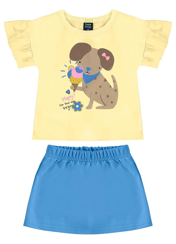 Conjunto com Blusa e Short-Saia Amarelo