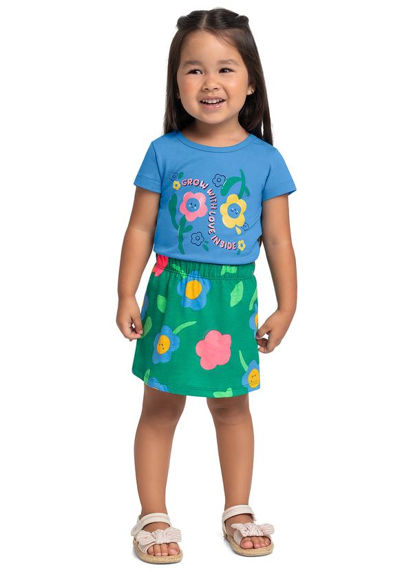 Conjunto com Blusa e Short-Saia Azul