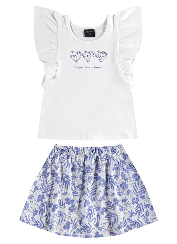 Conjunto com Blusa e Short-Saia Branco