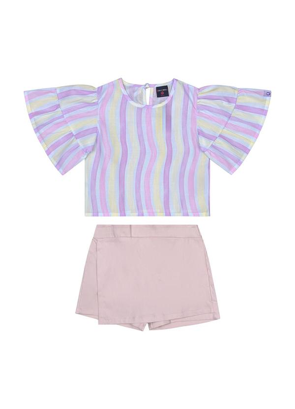 Conjunto com Blusa e Short-Saia Roxo