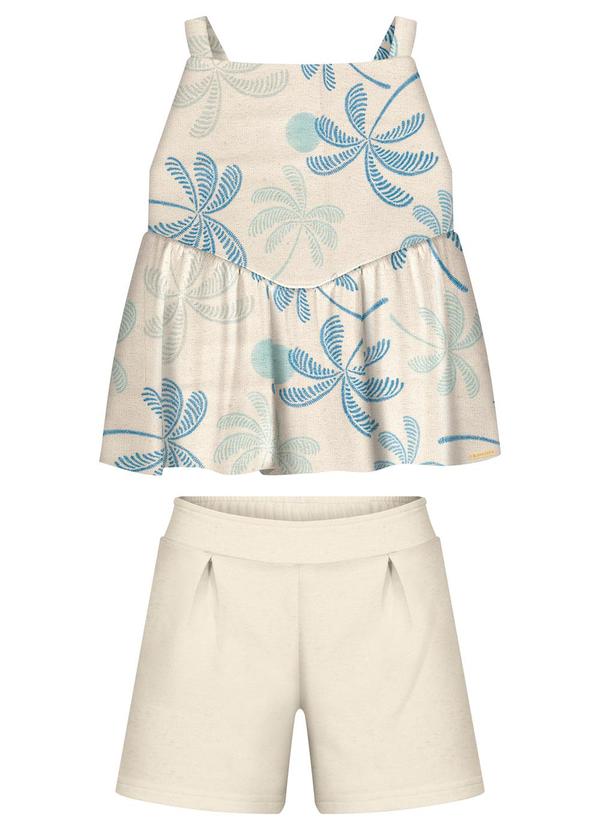 Conjunto com Blusa e Shorts em Moletom Azul