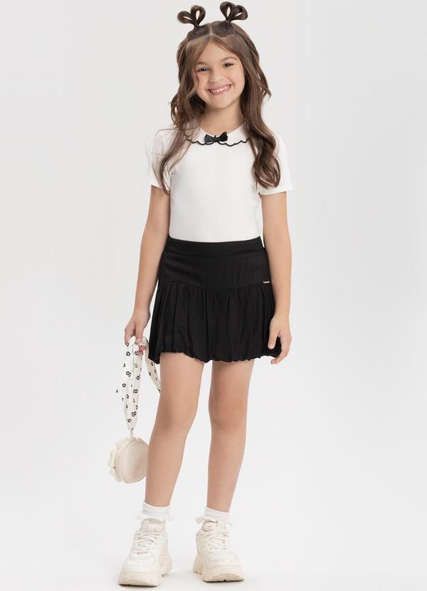 Vista 2 Conjunto com Blusa e Shorts Saia Balonê Preto Alakazoo Alakazoo
