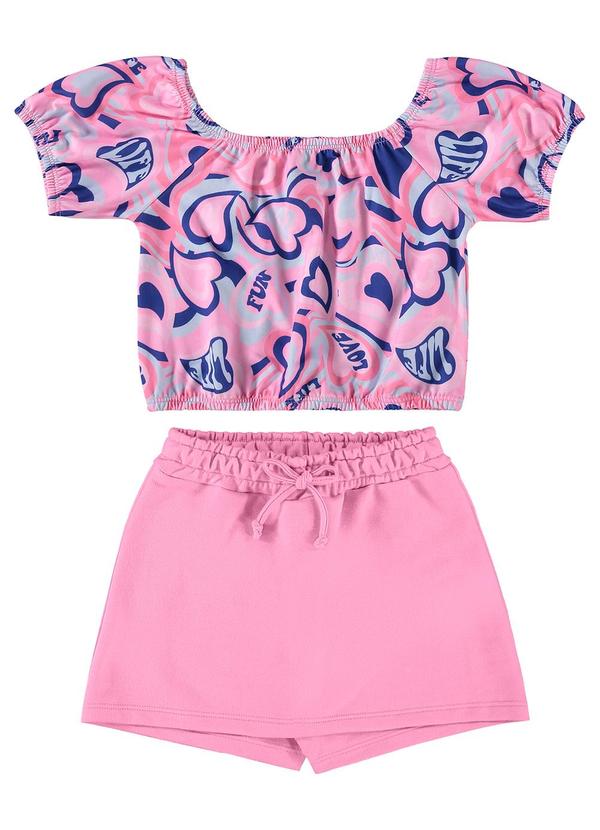 Vista 2 Conjunto com Cropped e Short-Saia Rosa GULOSEIMA GULOSEIMA