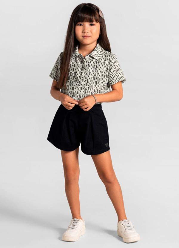Conjunto com Cropped Infantil Menina Bege