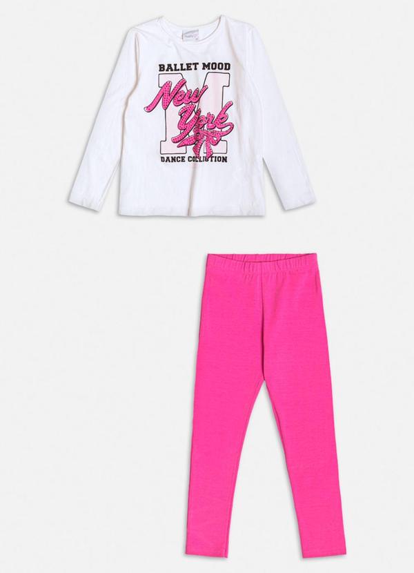 Conjunto com Estampa em Foil Branco