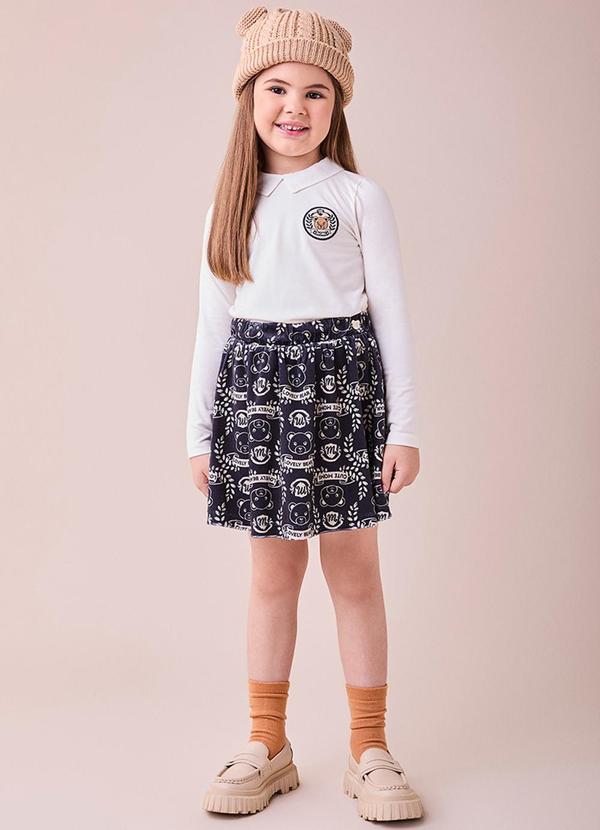 Conjunto com Patch de Plush com Ursos Branco