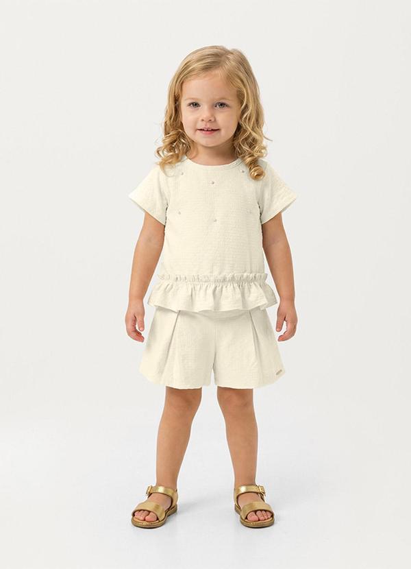 Conjunto com Pérolas & Texturizada Off White