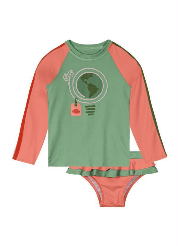 Conjunto com Proteção Solar Menina Verde