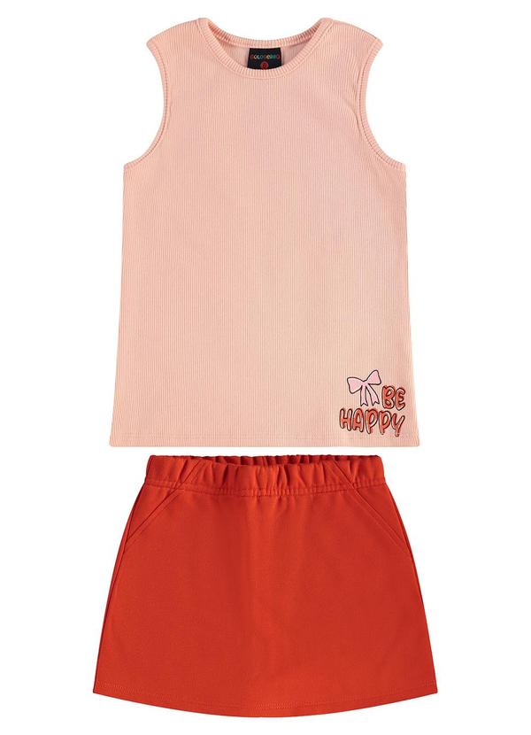 Conjunto com Regata e Short-Saia Rosa