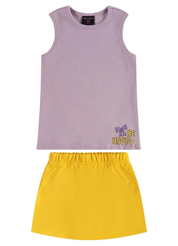 Conjunto com Regata e Short-Saia Roxo