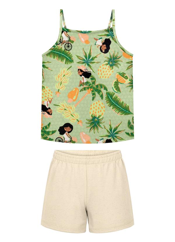Vista 2 Conjunto com Shorts e Blusa de Alças Verde Alakazoo Alakazoo