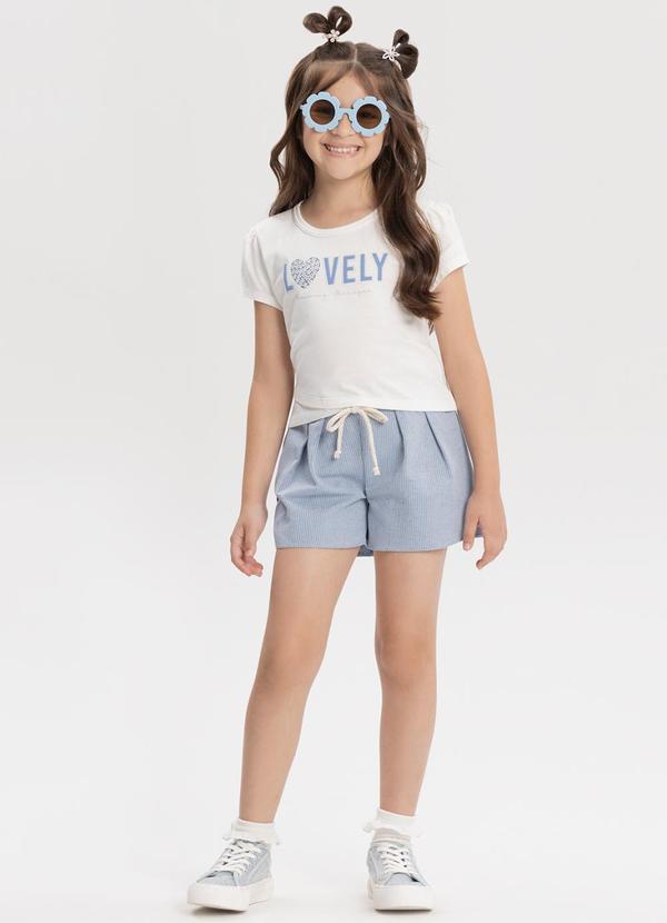 Conjunto com Shorts e Blusa Transpassada Azul