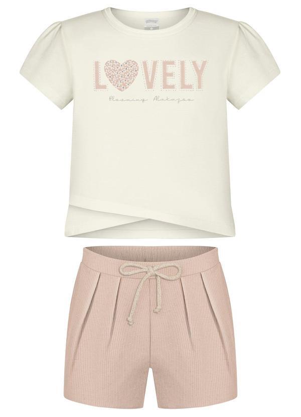 Conjunto com Shorts e Blusa Transpassada Bege