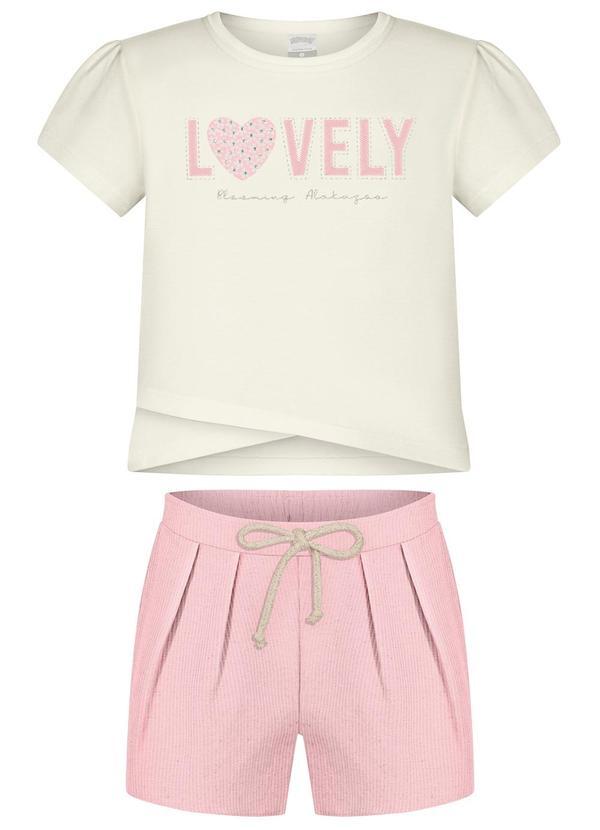 Conjunto com Shorts e Blusa Transpassada Rosa