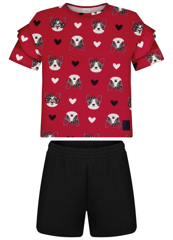 Vista 2 Conjunto com Shorts em Moletom e Blusa Vermelho Alakazoo Alakazoo