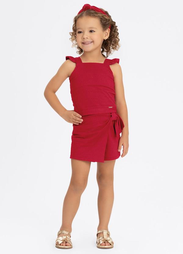 Conjunto com Shorts Saia e Blusa Vermelho