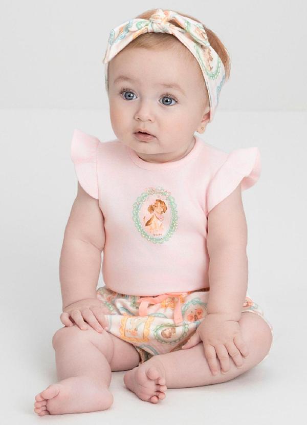 Conjunto Comfy Bebê com Body e Short Rosa
