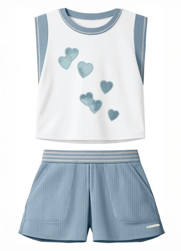 Conjunto Corações com Glitter Branco