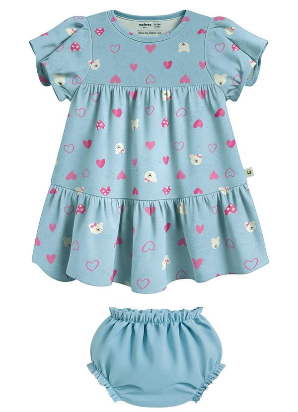 Conjunto Corações em Cotton Azul