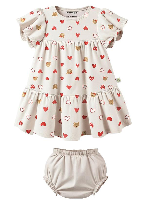 Conjunto Corações em Cotton Off White