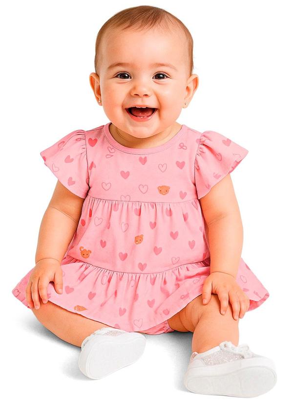 Conjunto Corações em Cotton Rosa