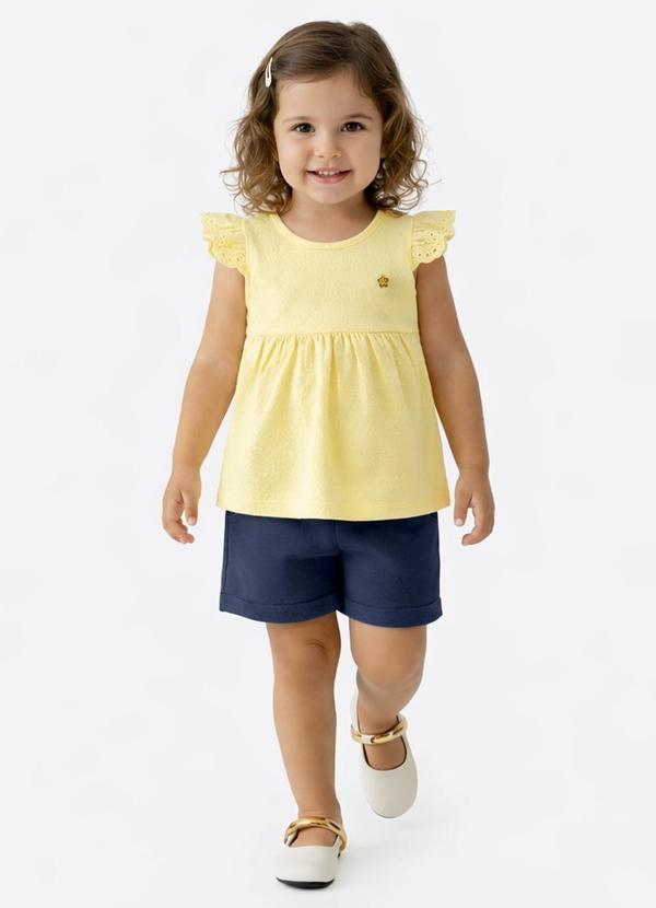 Conjunto Cotton Leve Trabalhado Amarelo