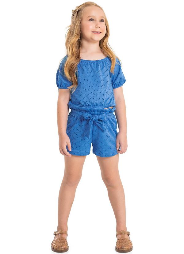 Conjunto Cropped e Short Clochard Azul