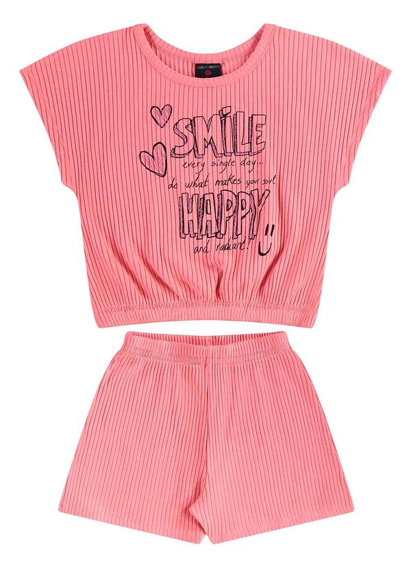 Vista 2 Conjunto Cropped e Short em Ribana Guloseima Rosa GULOSEIMA