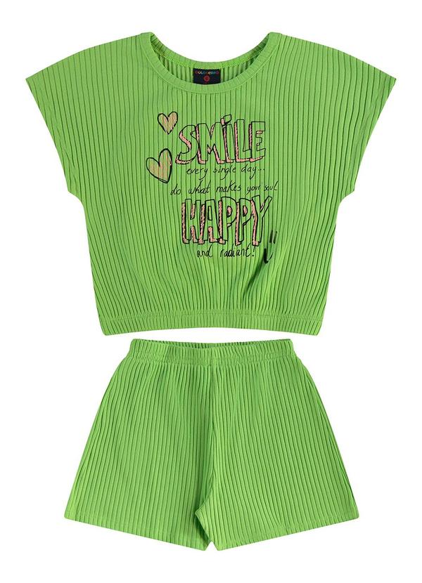 Vista 2 Conjunto Cropped e Short em Ribana Guloseima Verde GULOSEIMA